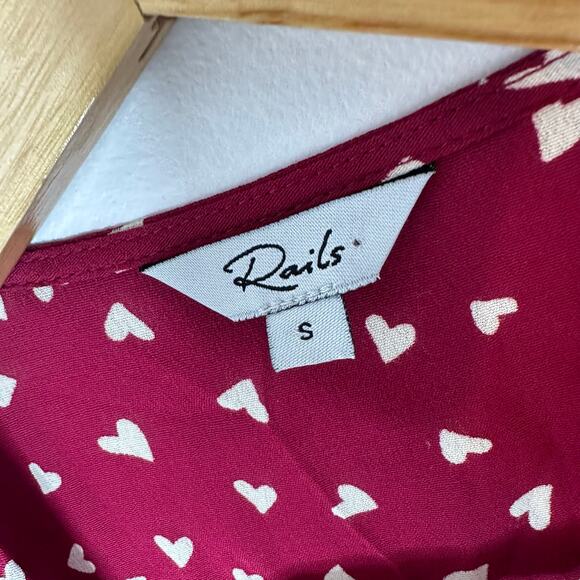 Rails Koreen Hearts Wrap Dress Womans Small Red Feminine Romantic - Picture 8 of 9